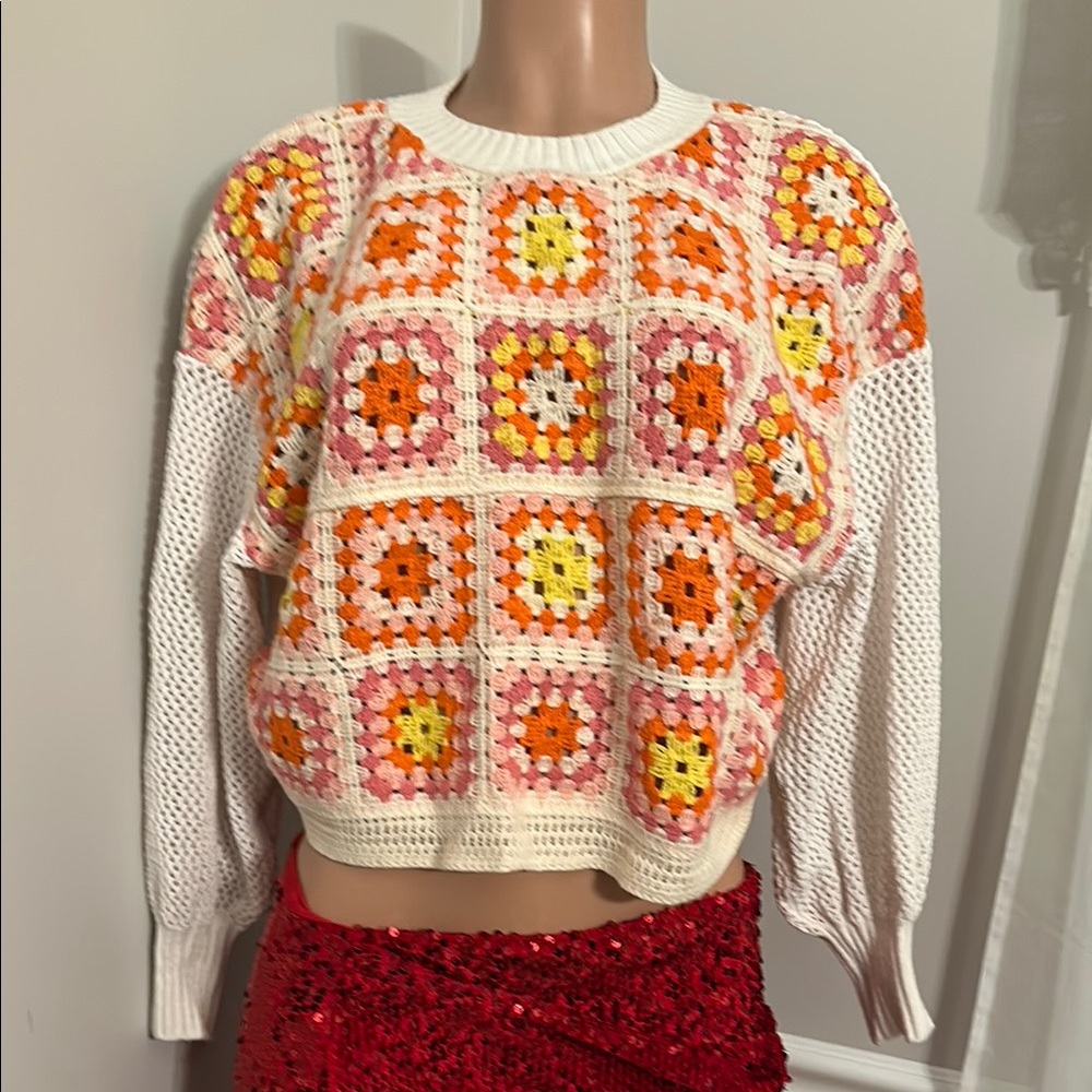 Zara Colorful Crochet Sweater